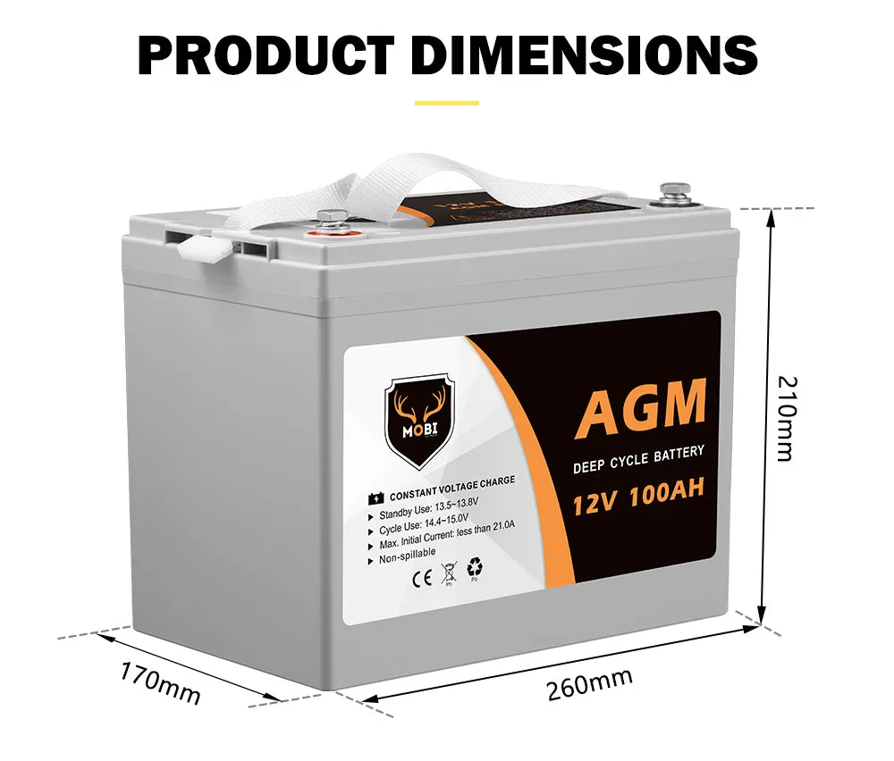 100Ah Deep Cycle Battery 12V AGM Marine Sealed Solar Power Portable 4WD