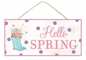 12.5" Hello Spring w/ Rain Boots Sign