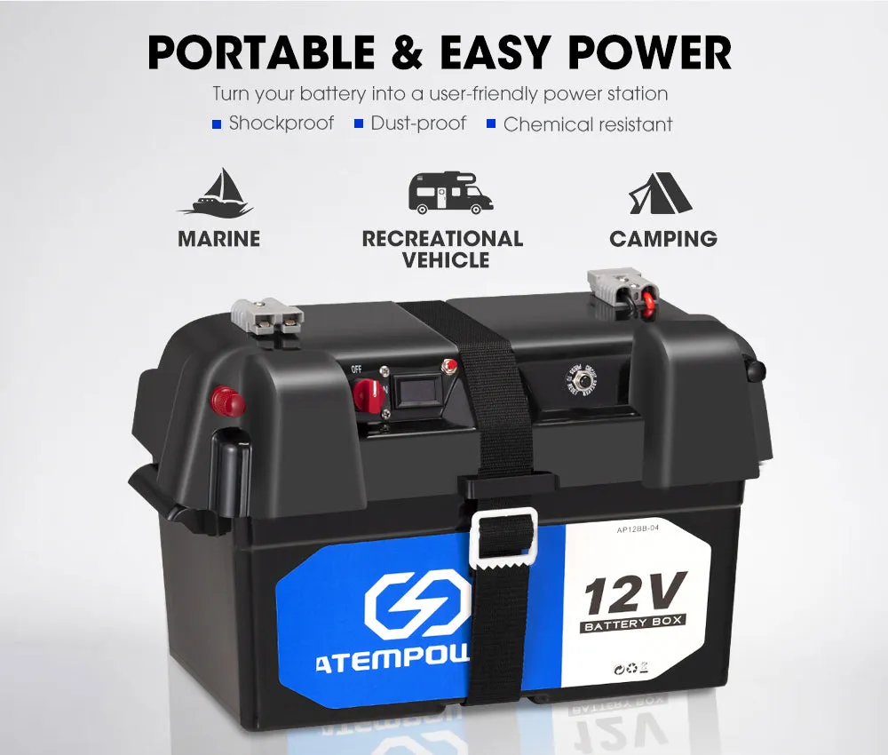 12V 135Ah AGM Deep Cycle Battery Portable Sealed Marine SLA Camping   Battery Box