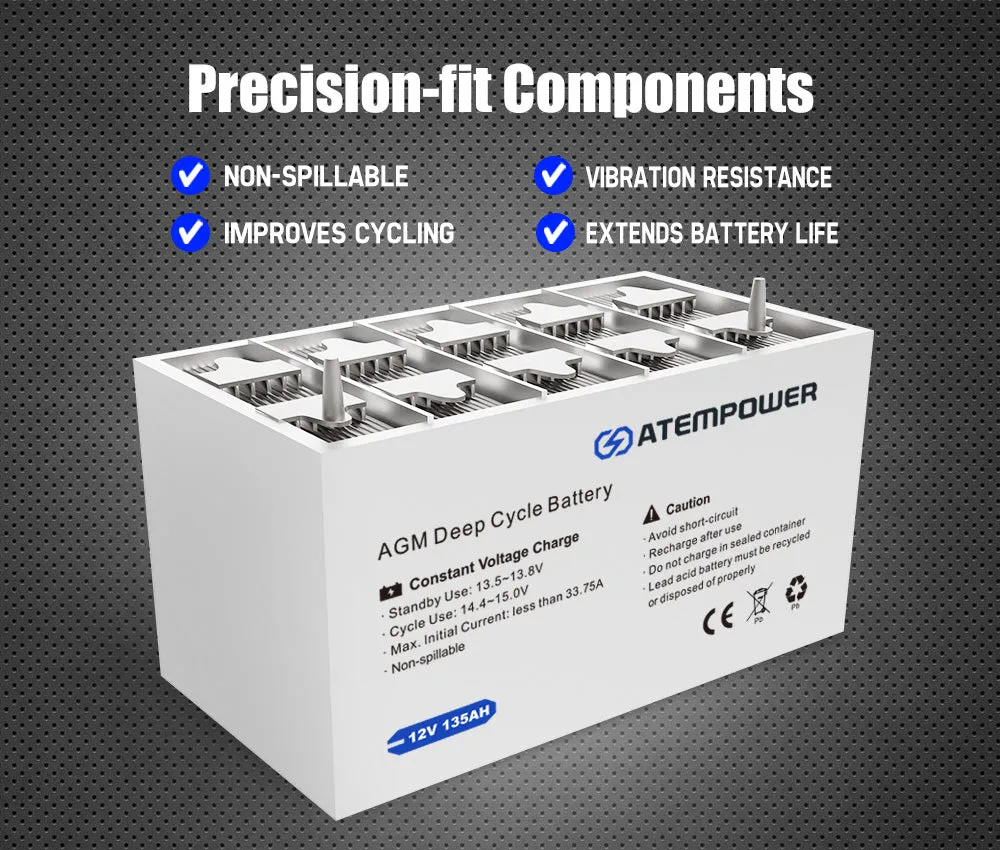 135AH AGM Battery 12V AMP Hour SLA Deep Cycle Dual Fridge with Battery Box