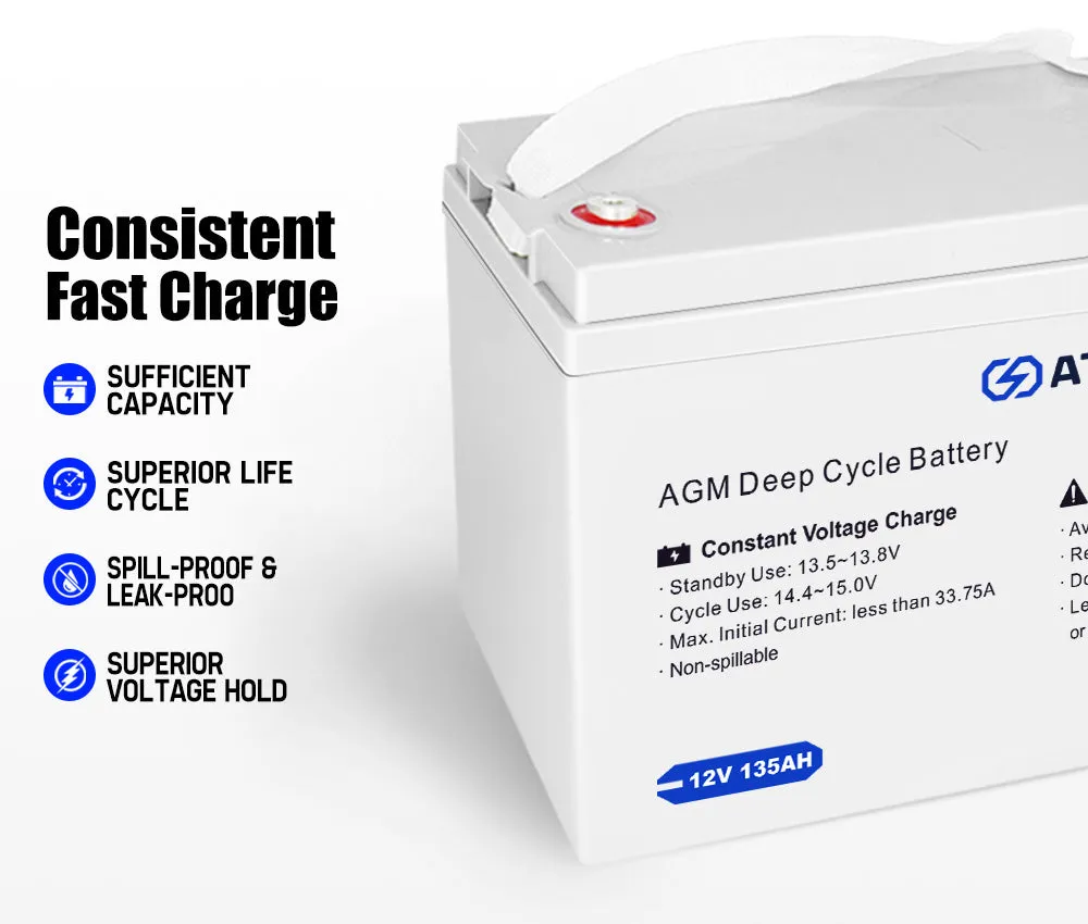 135AH AGM Battery 12V AMP Hour SLA Deep Cycle Dual Fridge with Battery Box