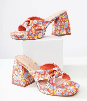 1970s Red Floral Esme Platform Heels