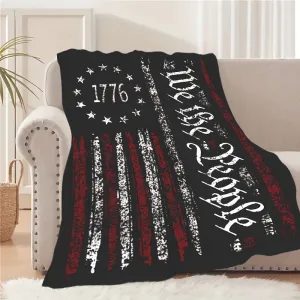 1pc Cozy Retro American Flag Throw Blanket - Soft, Warm, and Durable Throws for Camping, Office, Lunch Break, and Gifts for Men, Husband, Father, Military Officer, and Soldier