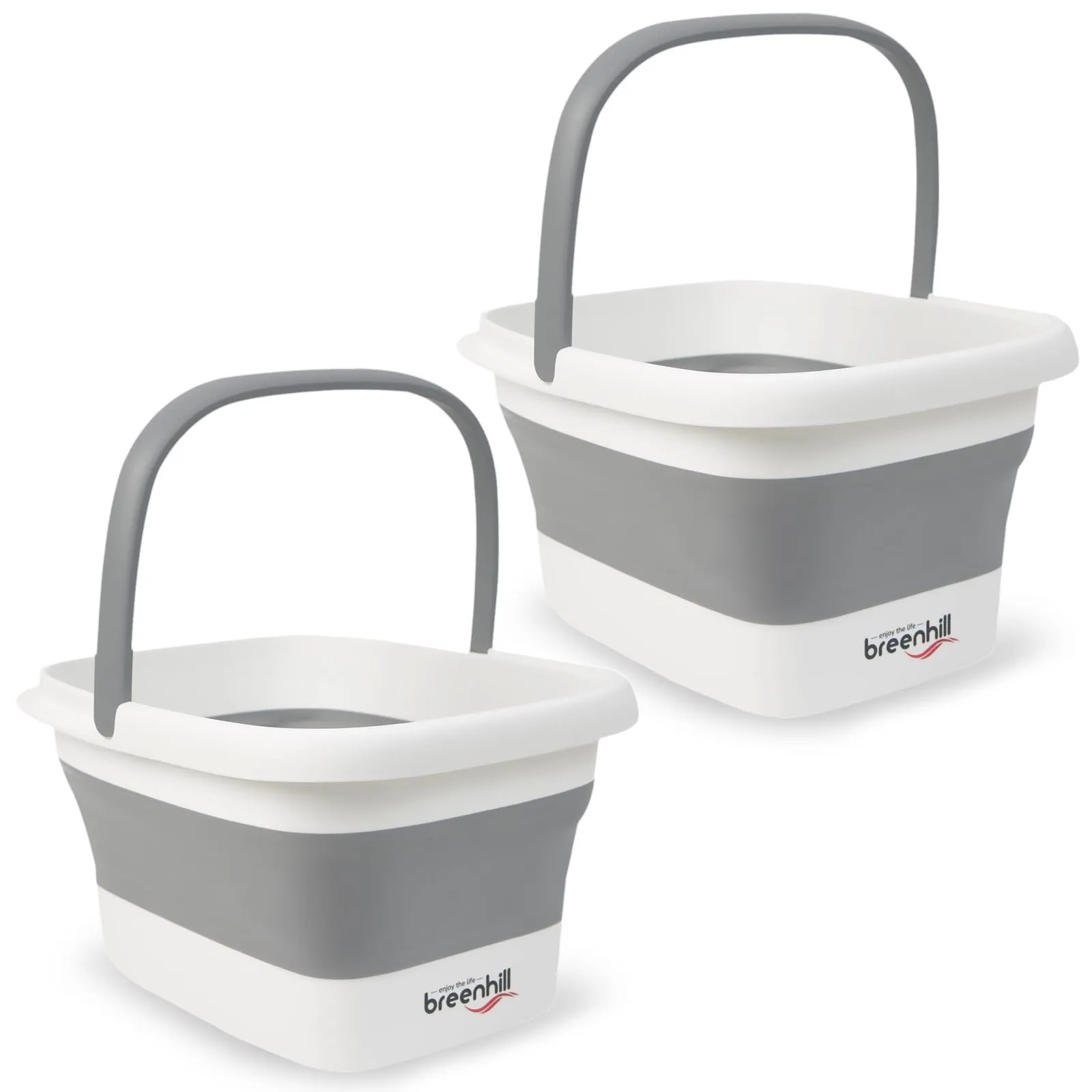 2 Pack Foldable Foot Bath Basin, Collapsible Foot Soak Tub, Multifunction Plastic Basin with Handles,Foot Tub for Soaking Feet,Grey