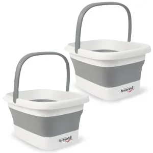 2 Pack Foldable Foot Bath Basin, Collapsible Foot Soak Tub, Multifunction Plastic Basin with Handles,Foot Tub for Soaking Feet,Grey