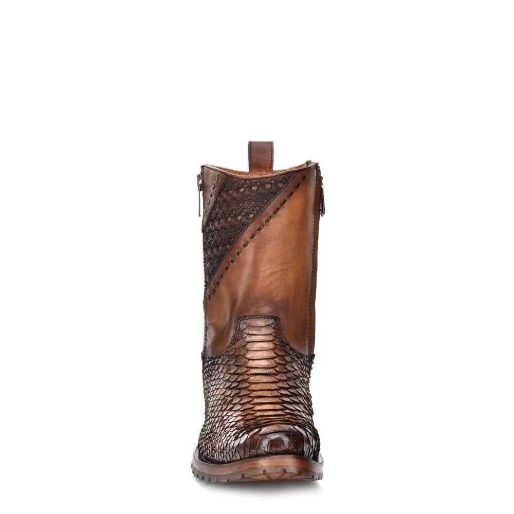 2T1EPH - Cuadra brown casual cowboy python skin zip ankle boots for men