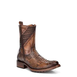 2T1EPH - Cuadra brown casual cowboy python skin zip ankle boots for men