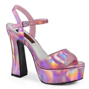 5 Inch Chunky Heel DOLLY-09 Pink Hologram