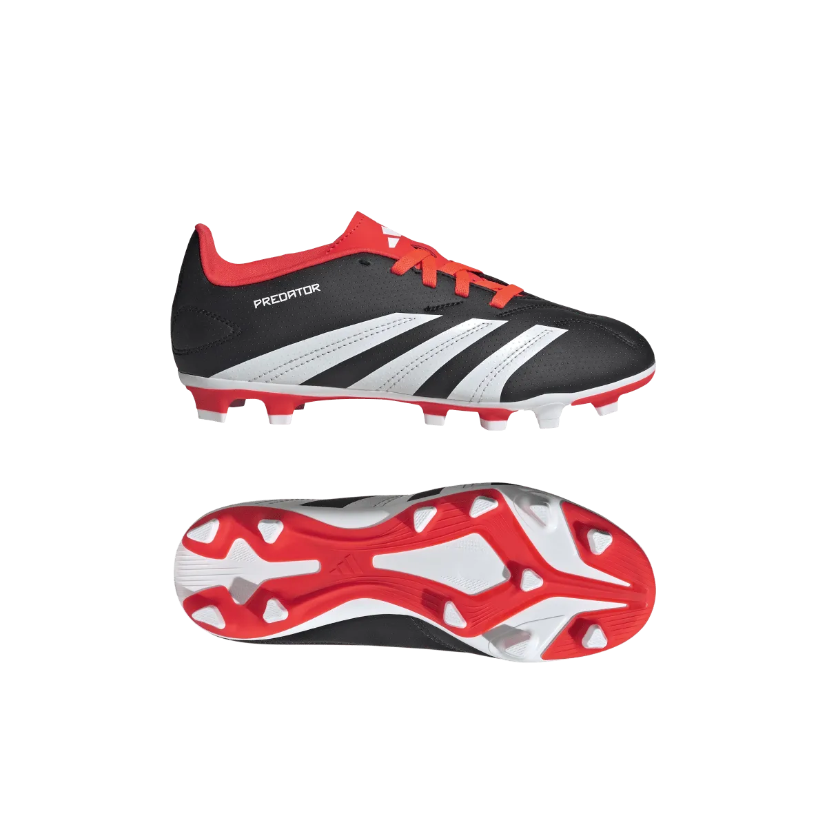 Adidas Predator Club Flexible Ground Junior Soccer Cleat IG5429 Black/White/Solar Red