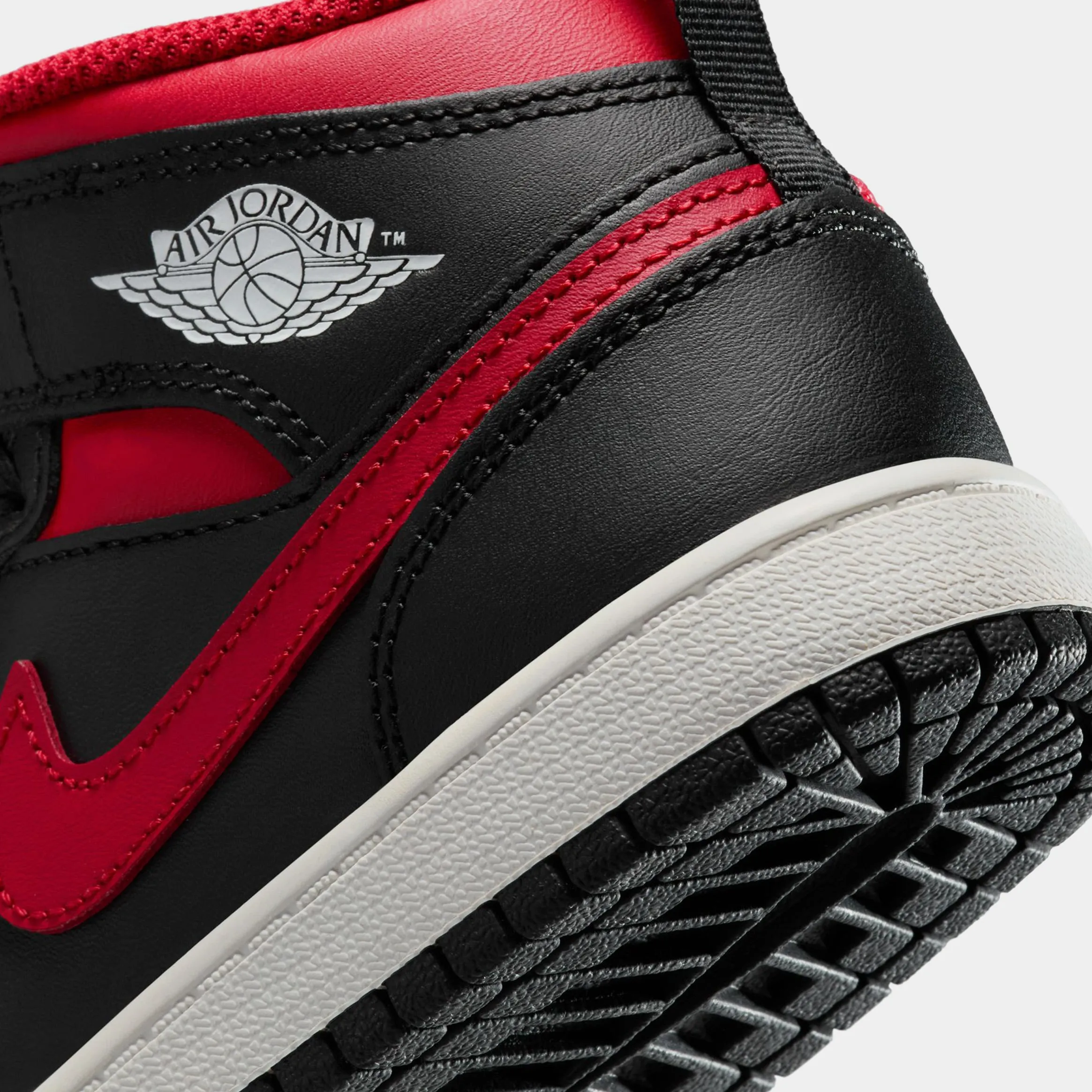 Air Jordan 1 Mid Preschool Lifestyle Shoes (Black/Summit White/Varsity Red)