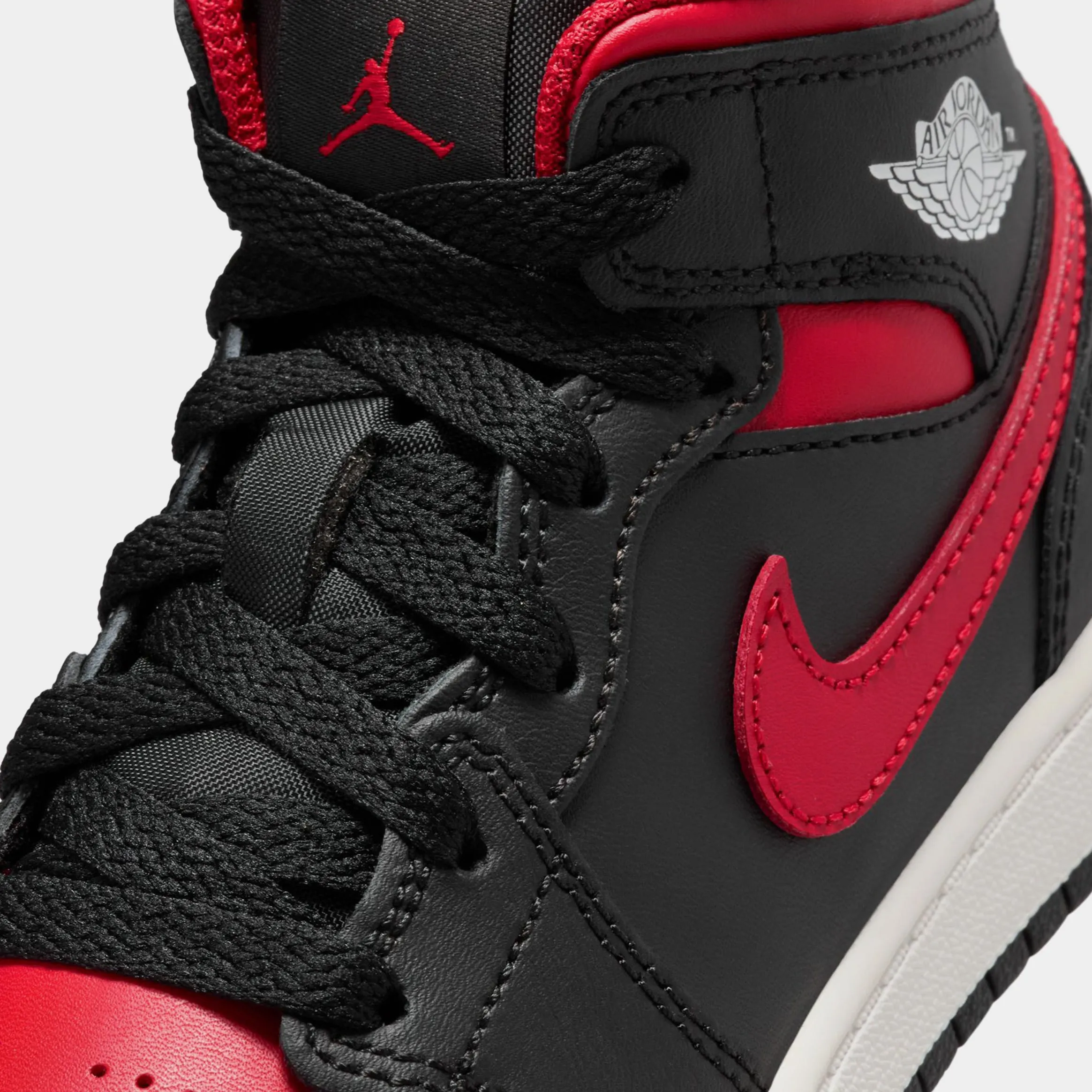 Air Jordan 1 Mid Preschool Lifestyle Shoes (Black/Summit White/Varsity Red)