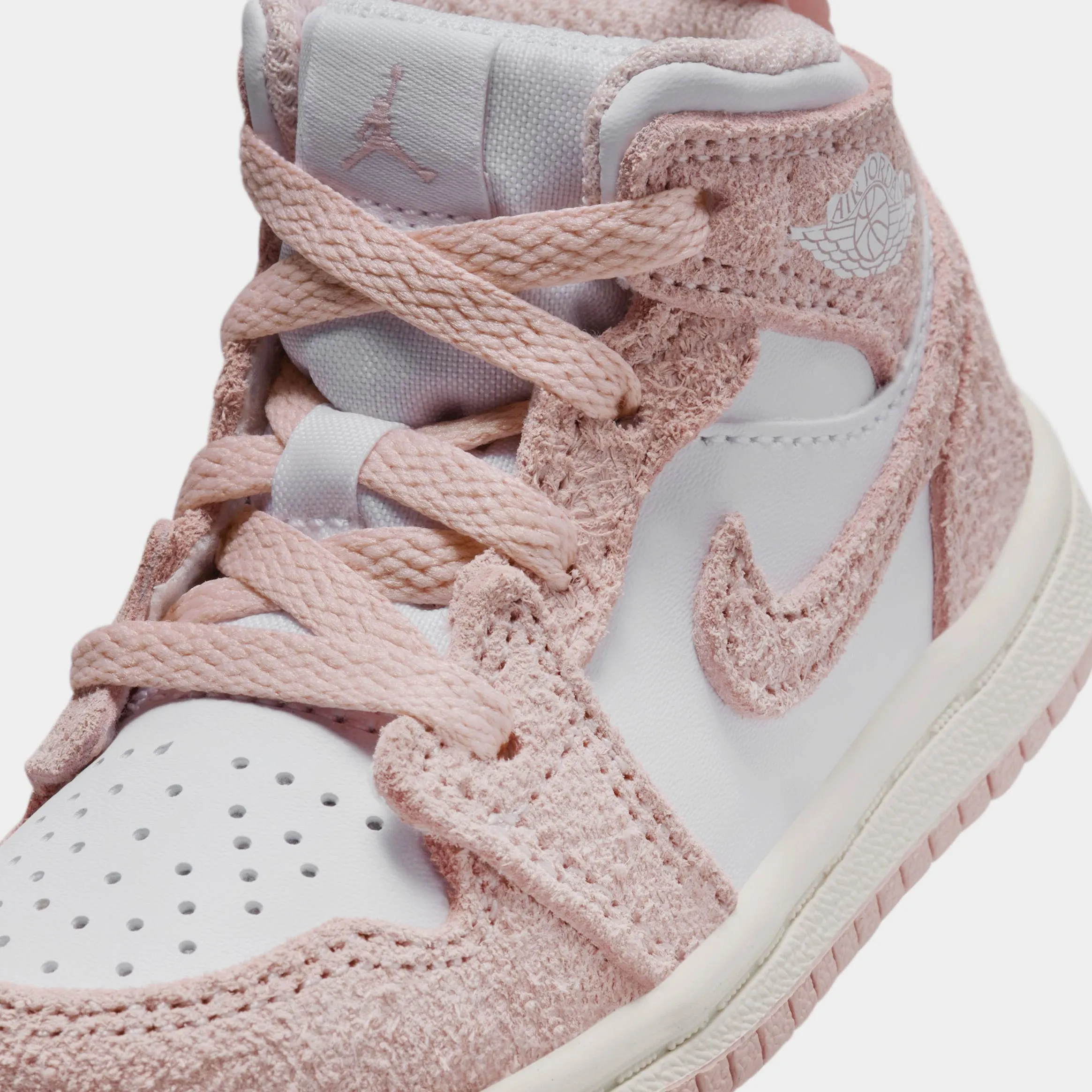 Air Jordan 1 Mid SE Infant Toddler Lifestyle Shoes (White/Legend Pink/Sail)