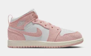 Air Jordan 1 Retro Mid SE Preschool Lifestyle Shoes (White/Legend Pink/Sail)