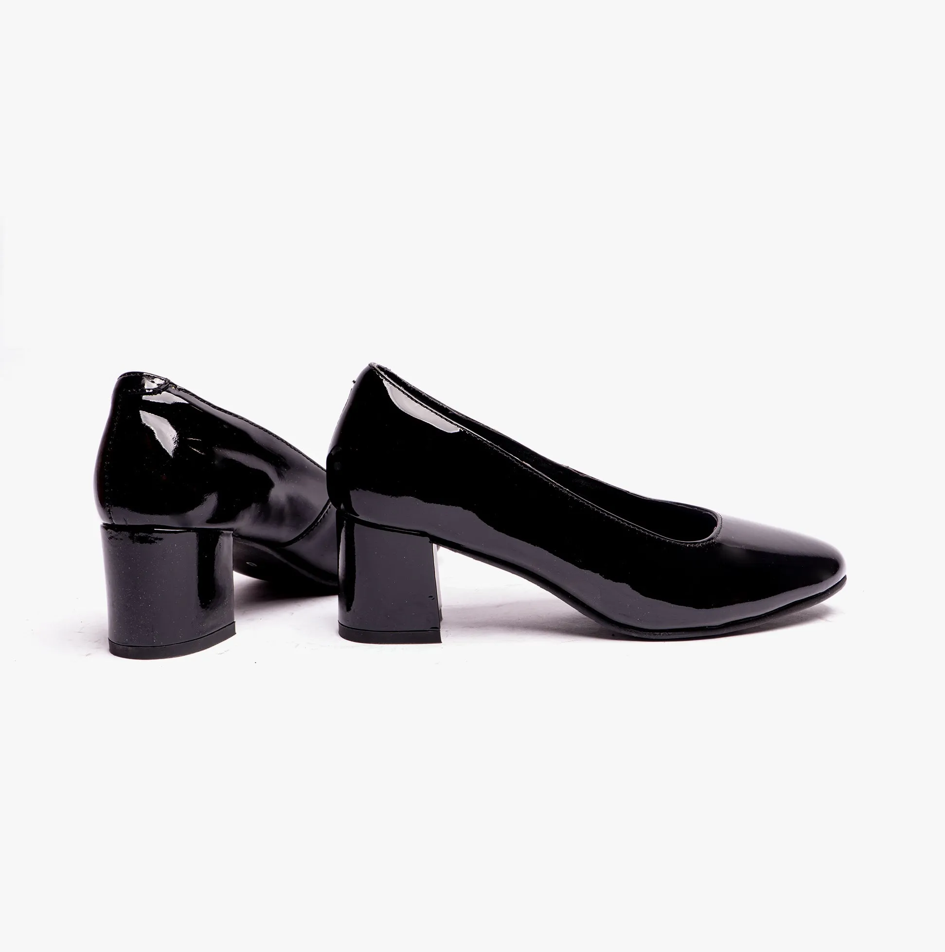 ANNA Ladies Leather Court Shoes Patent Black