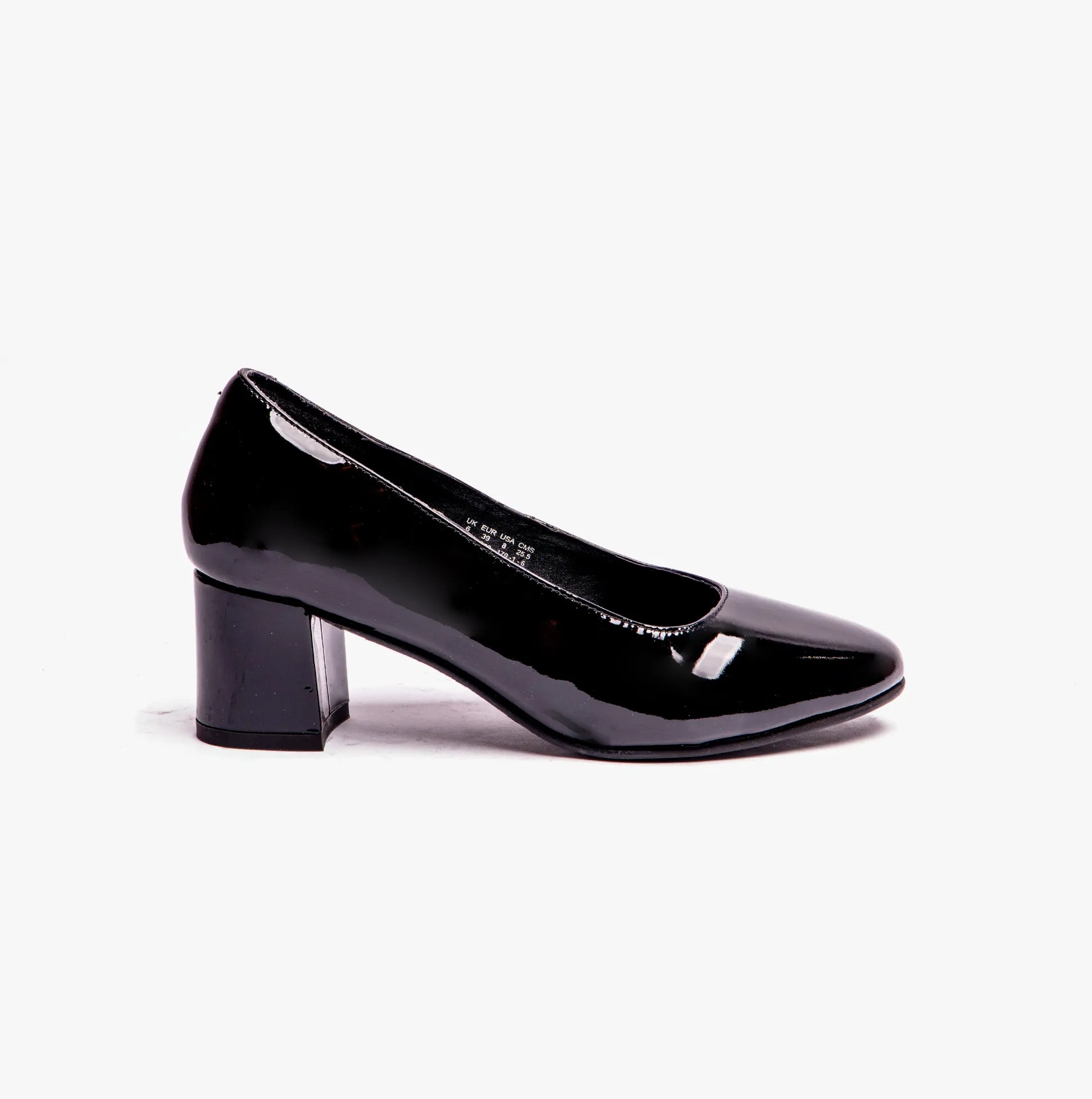 ANNA Ladies Leather Court Shoes Patent Black