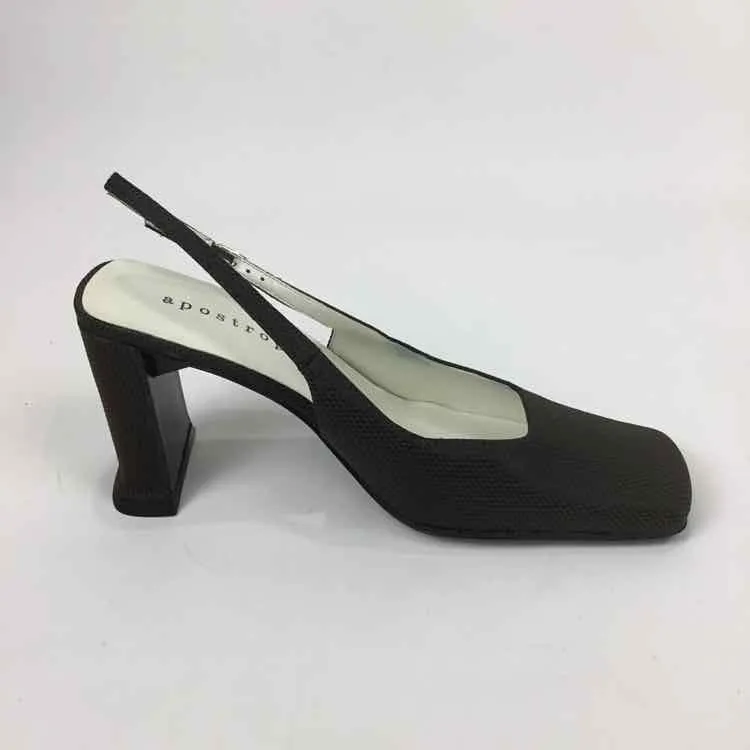 Apostrophe Women Size 8 Espresso NWOT Cloth open back chunky heel Heels