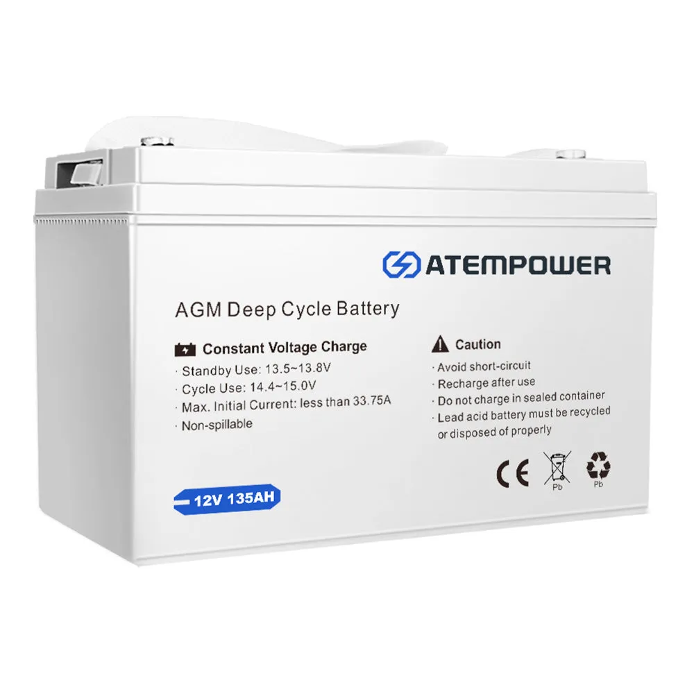 Atem Power 135Ah 12V AGM Deep Cycle Battery Portable 4WD Sealed Marine Solar SLA