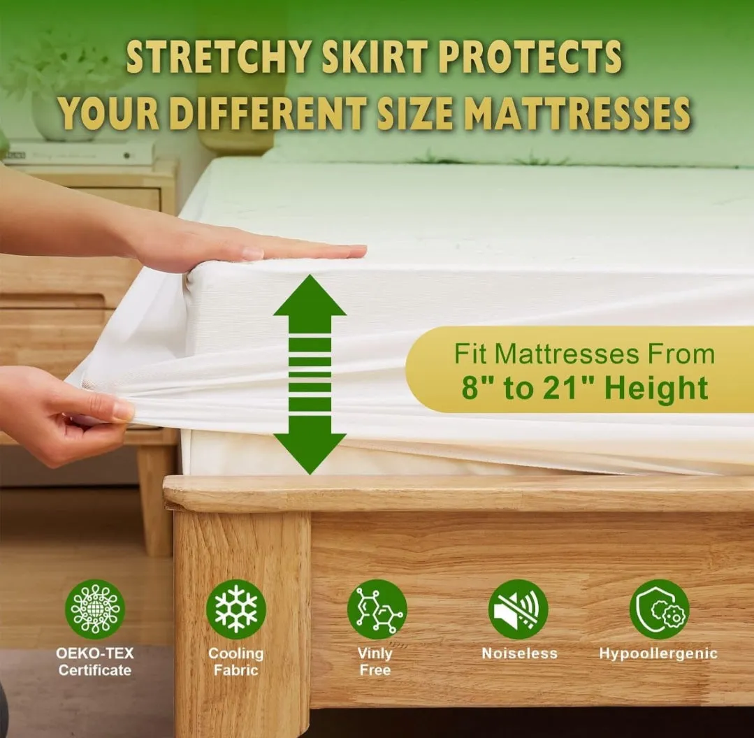 (Bedding) IMBLOO 100% Waterproof California King Mattress Protector/Bamboo 3D Air Fabric Mattress Cover/Breathable Cooling Mattress Pad Cover/Soft Noiseless Vinyl Free Machine Washable/8''-21'' Deep Pocket