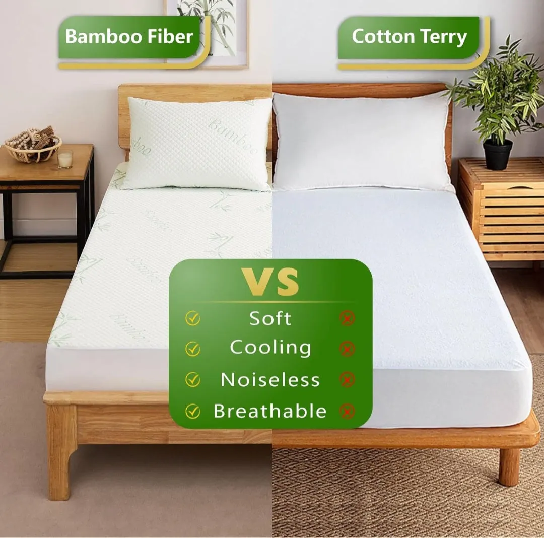 (Bedding) IMBLOO 100% Waterproof California King Mattress Protector/Bamboo 3D Air Fabric Mattress Cover/Breathable Cooling Mattress Pad Cover/Soft Noiseless Vinyl Free Machine Washable/8''-21'' Deep Pocket