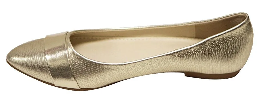 Bella Marie Angie-106 Women's pointy toe boat slip on patent band decor patent leather flats