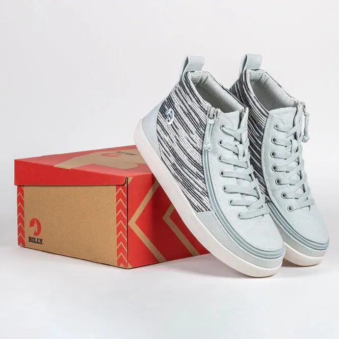 Billy Footwear (Toddlers) DR Fit - High Top DR Silver Streak Canvas Shoes