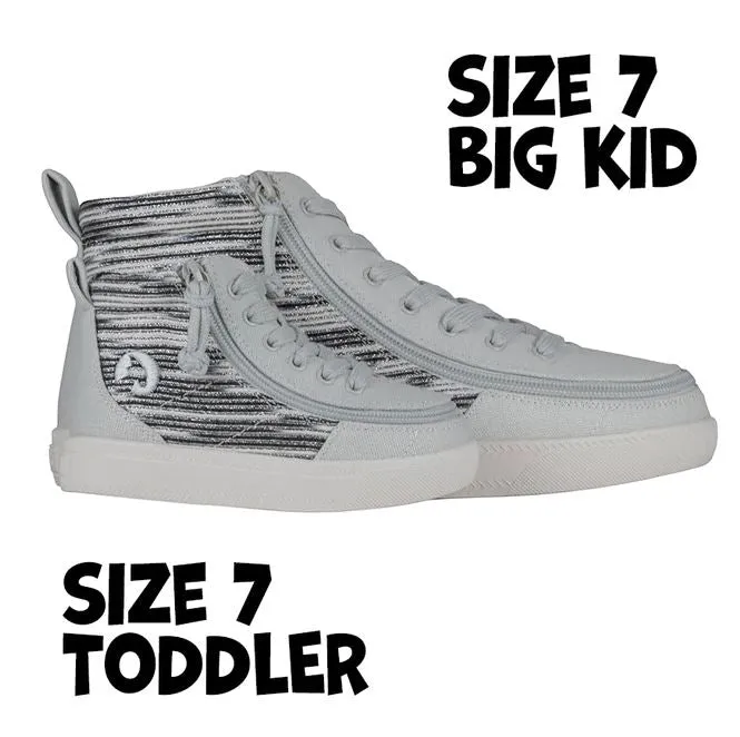 Billy Footwear (Toddlers) DR Fit - High Top DR Silver Streak Canvas Shoes