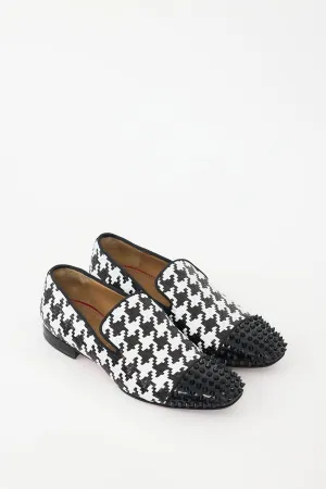 Black & White Leather Spooky Woven Flat