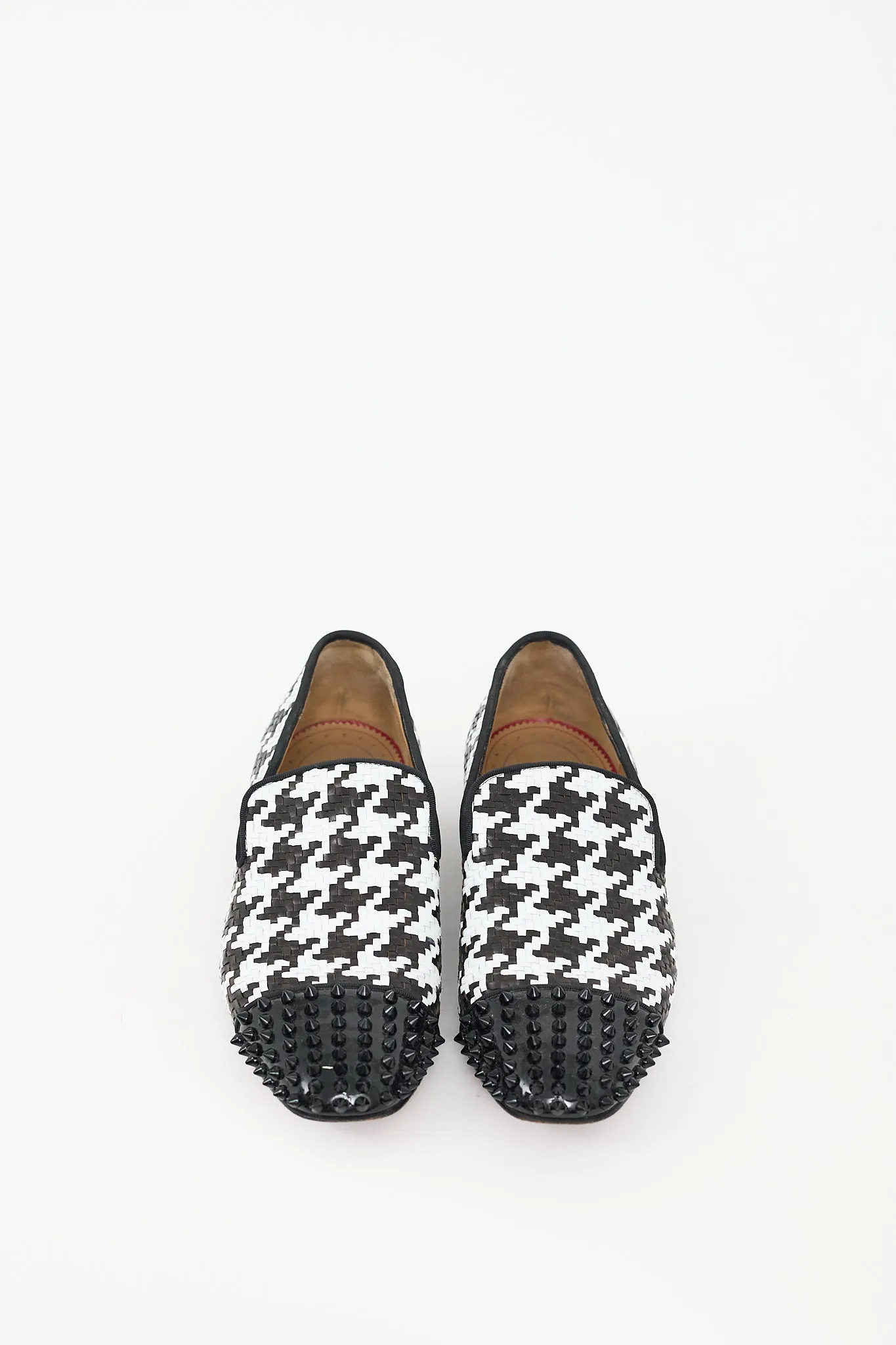 Black & White Leather Spooky Woven Flat