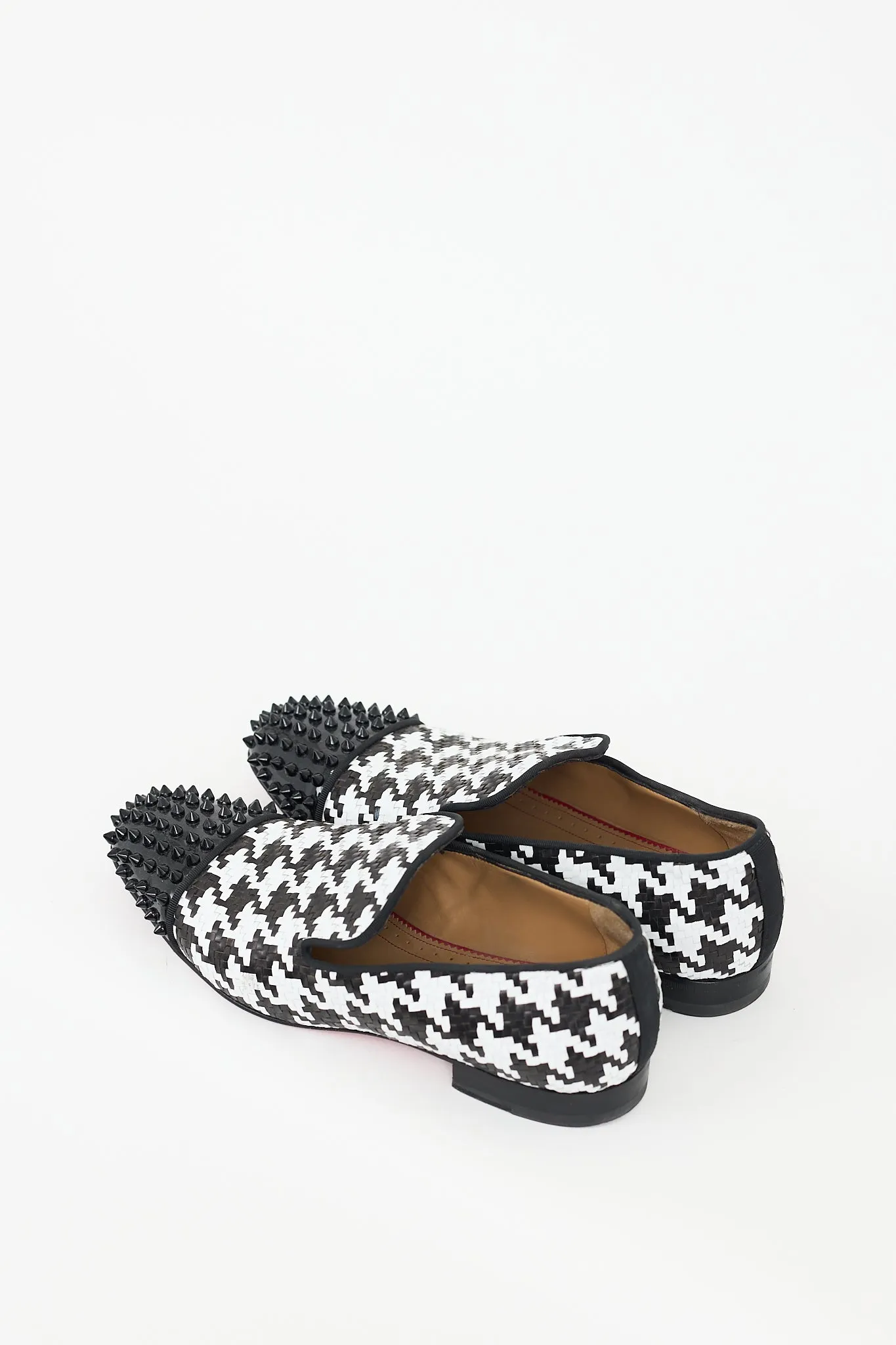 Black & White Leather Spooky Woven Flat