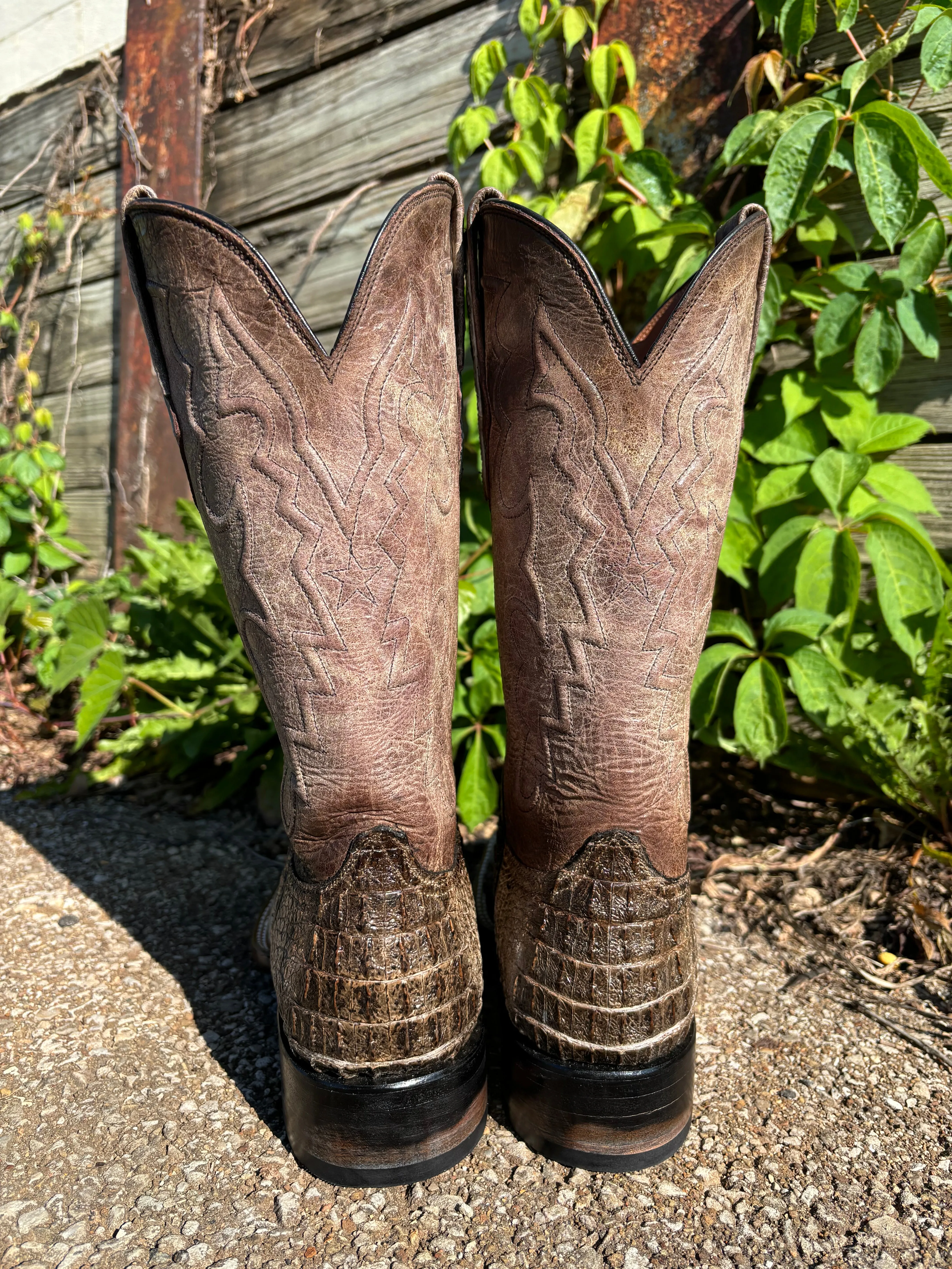 Black Jack Men’s Natural Caiman Hornback Square Toe Western Cowboy Boots NT-7721-96