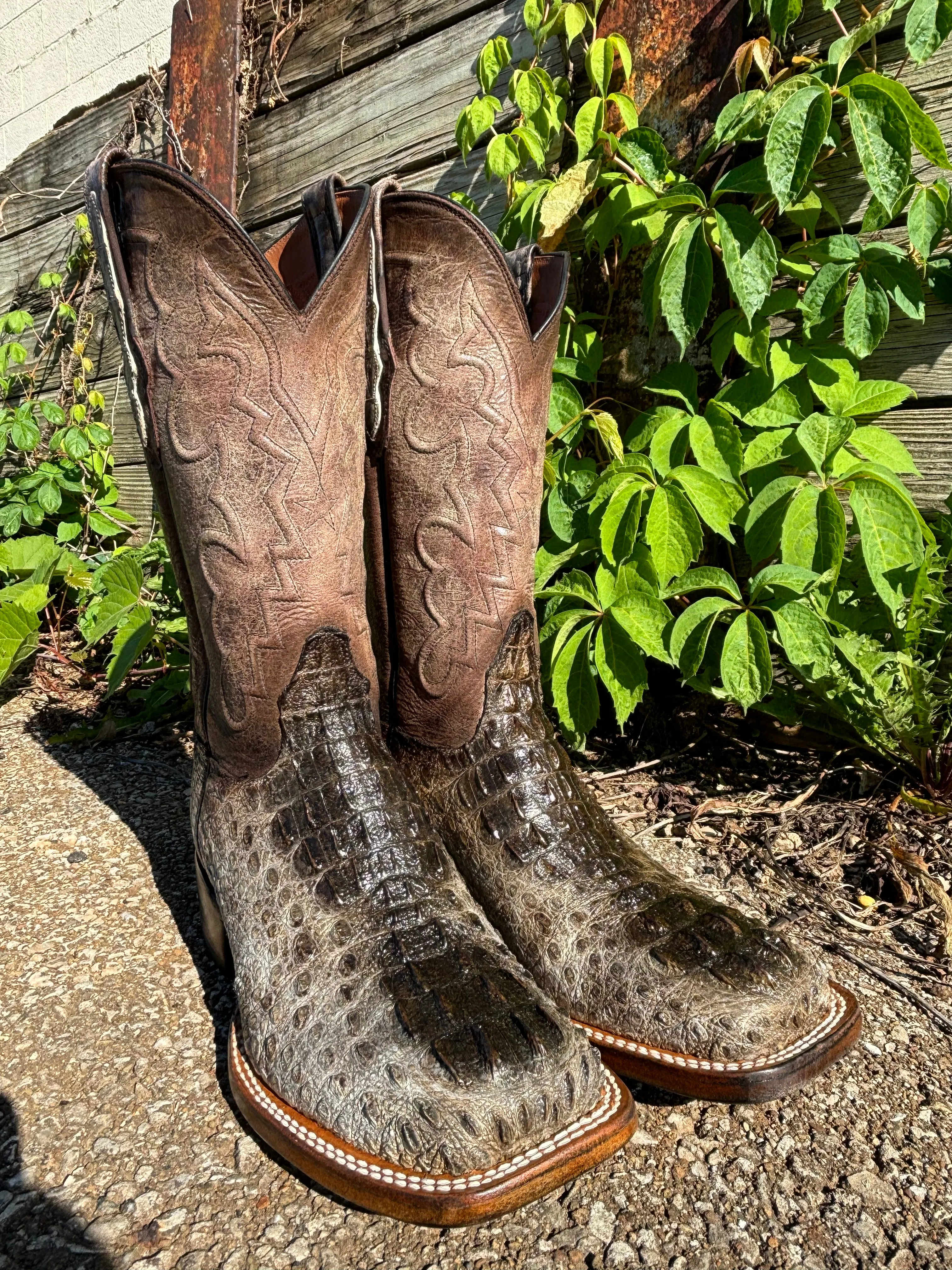 Black Jack Men’s Natural Caiman Hornback Square Toe Western Cowboy Boots NT-7721-96