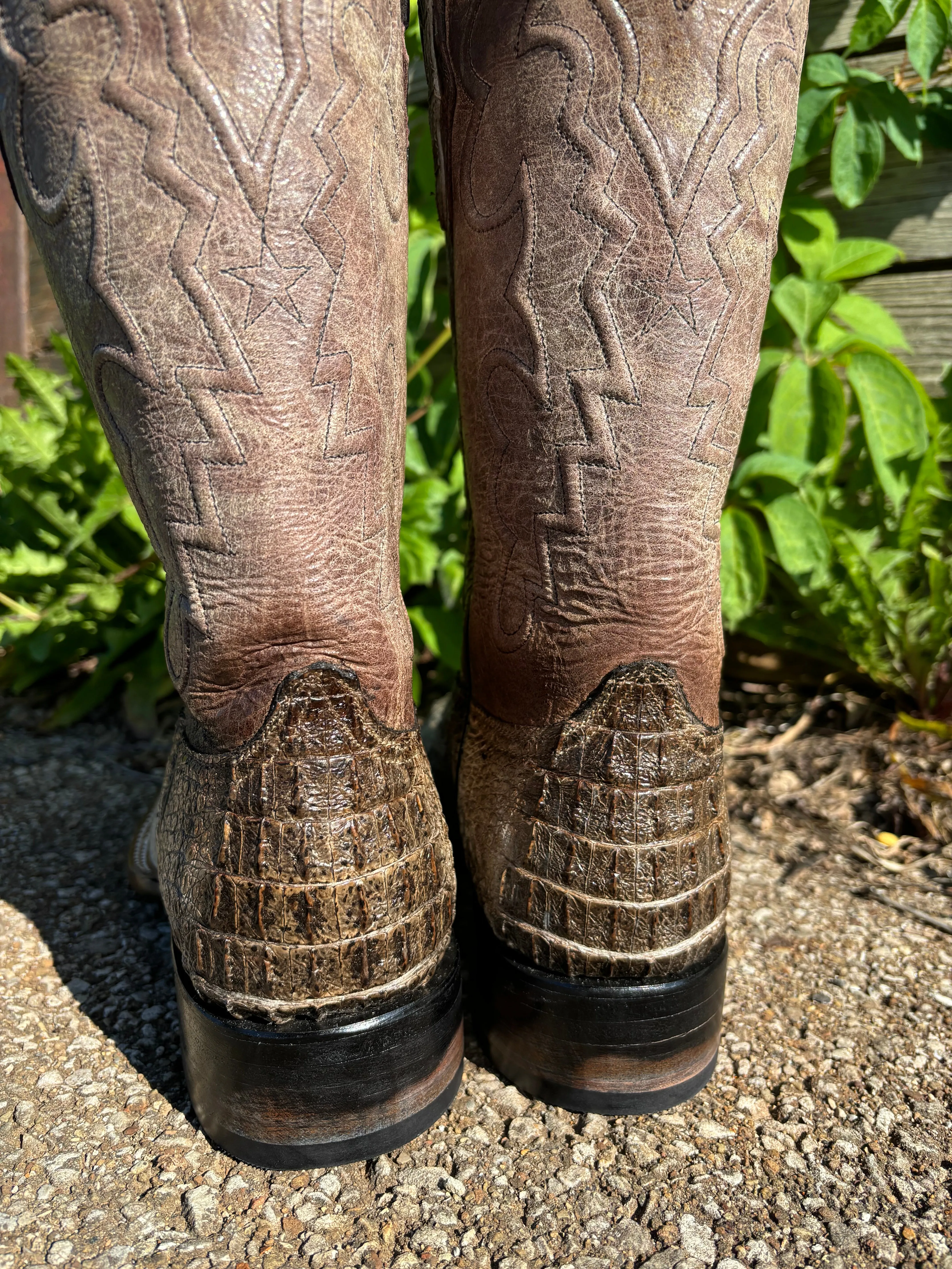 Black Jack Men’s Natural Caiman Hornback Square Toe Western Cowboy Boots NT-7721-96