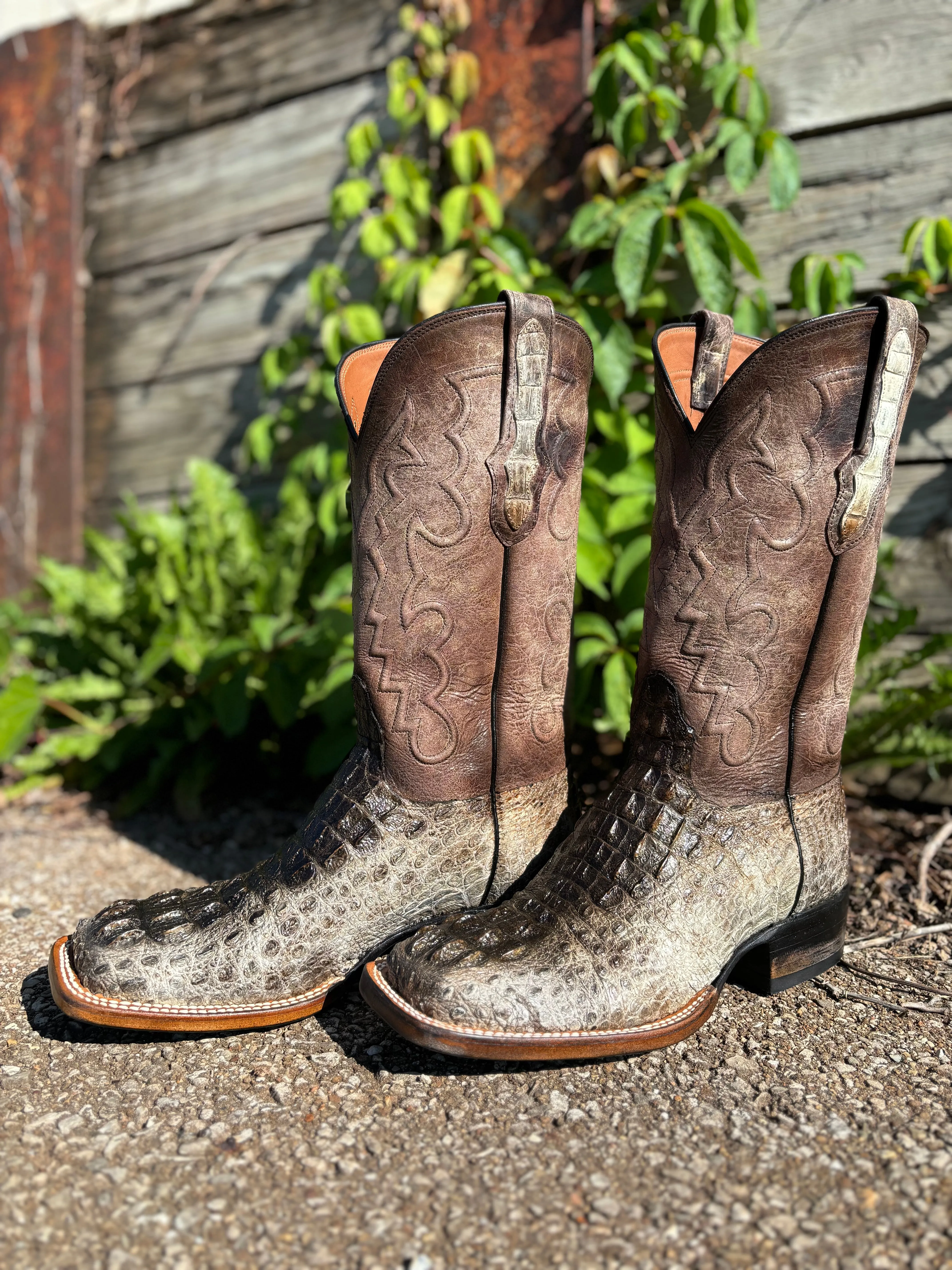 Black Jack Men’s Natural Caiman Hornback Square Toe Western Cowboy Boots NT-7721-96