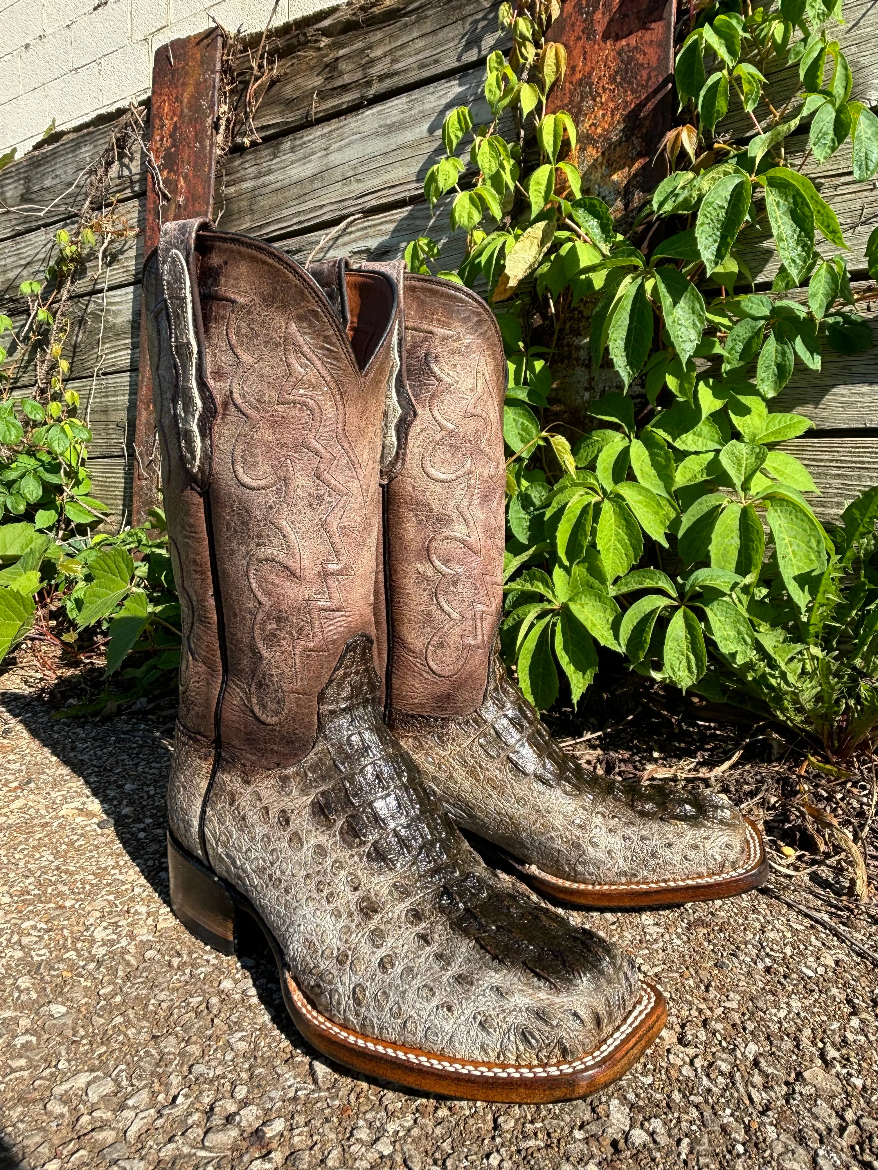 Black Jack Men’s Natural Caiman Hornback Square Toe Western Cowboy Boots NT-7721-96