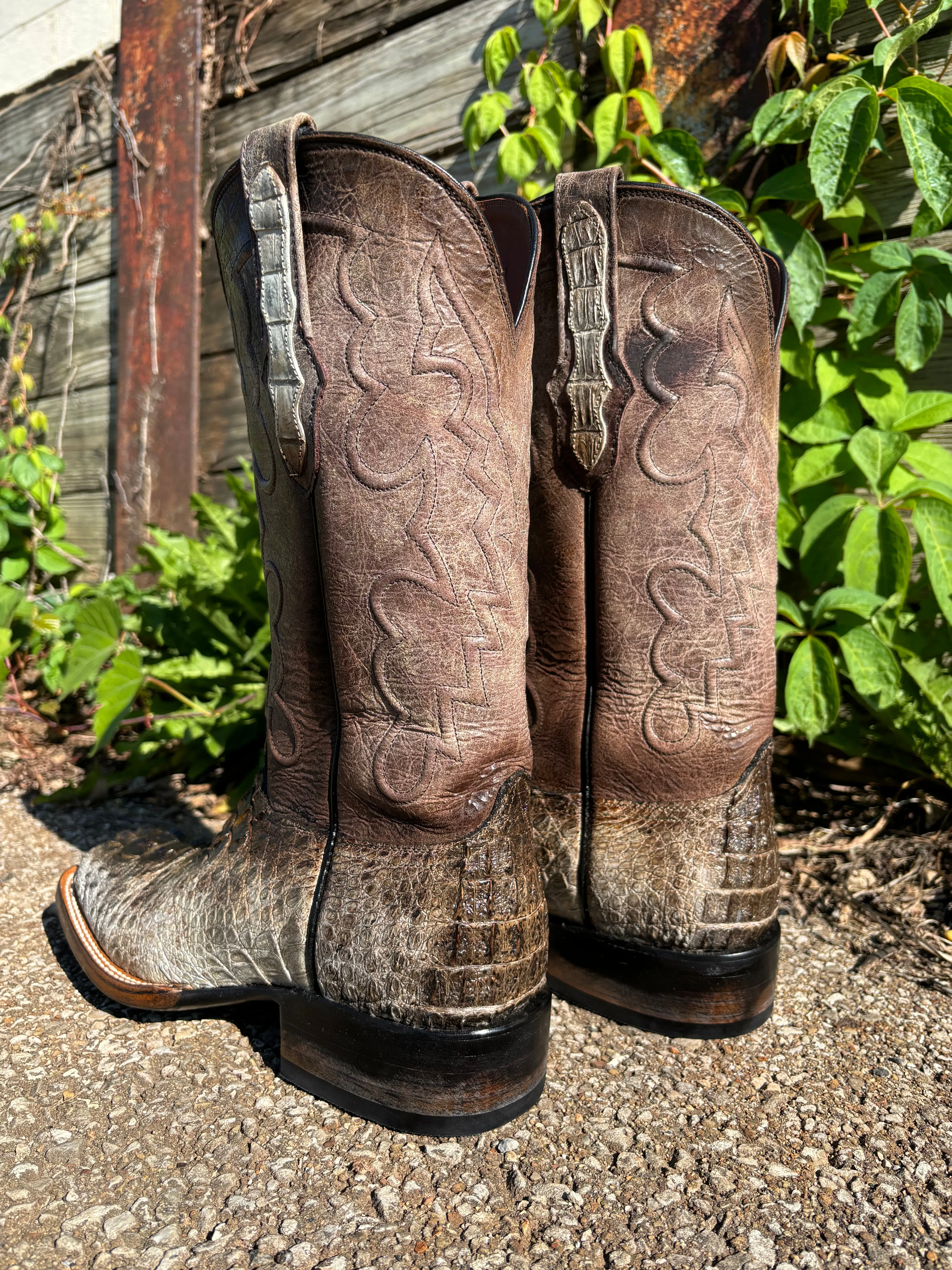 Black Jack Men’s Natural Caiman Hornback Square Toe Western Cowboy Boots NT-7721-96