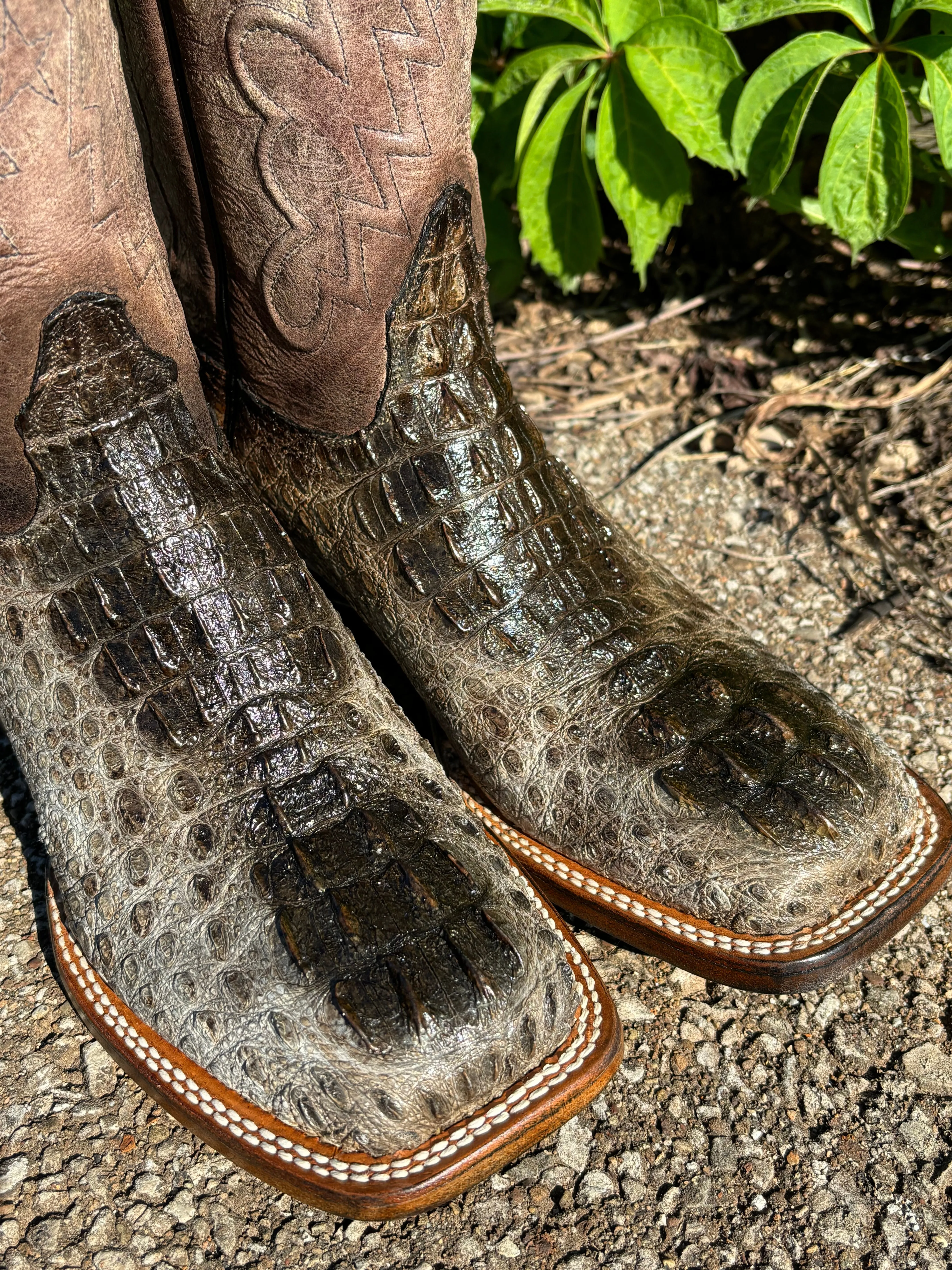 Black Jack Men’s Natural Caiman Hornback Square Toe Western Cowboy Boots NT-7721-96