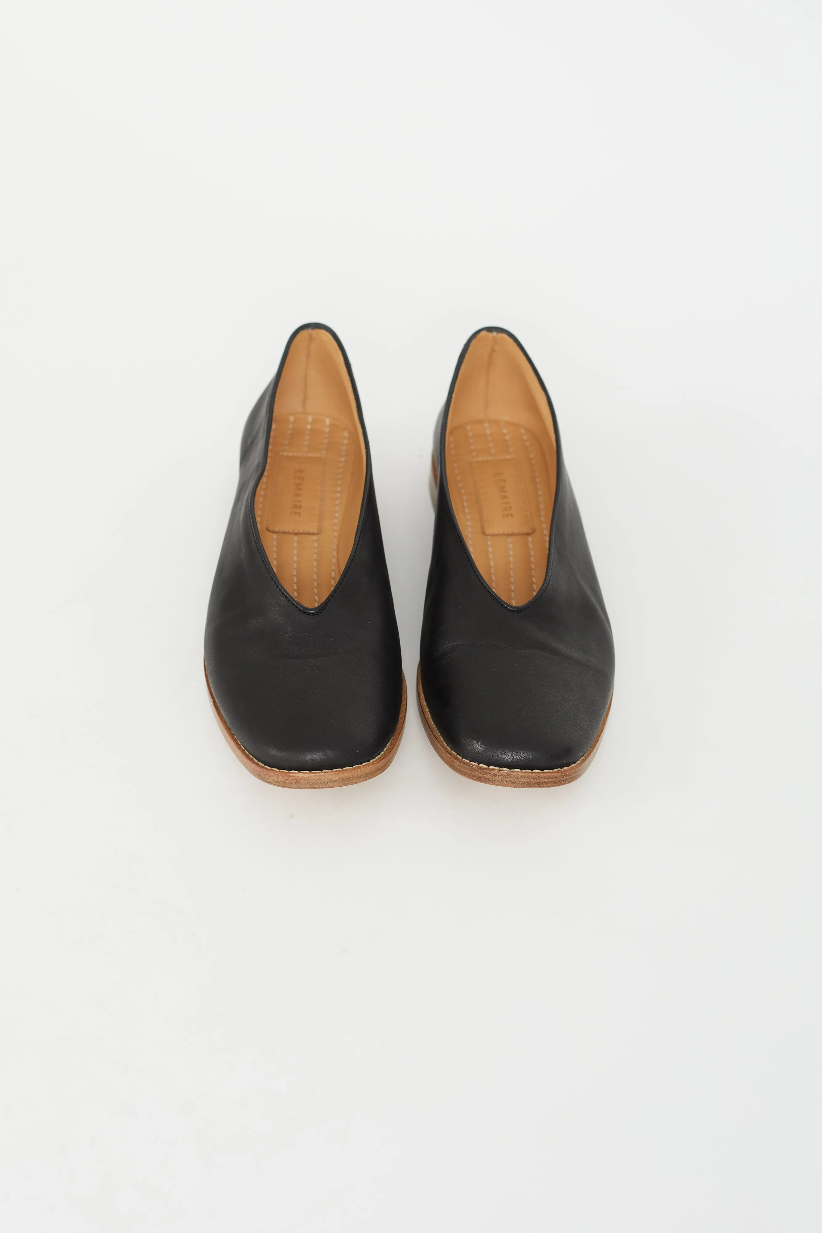 Black Leather Slip On Flat