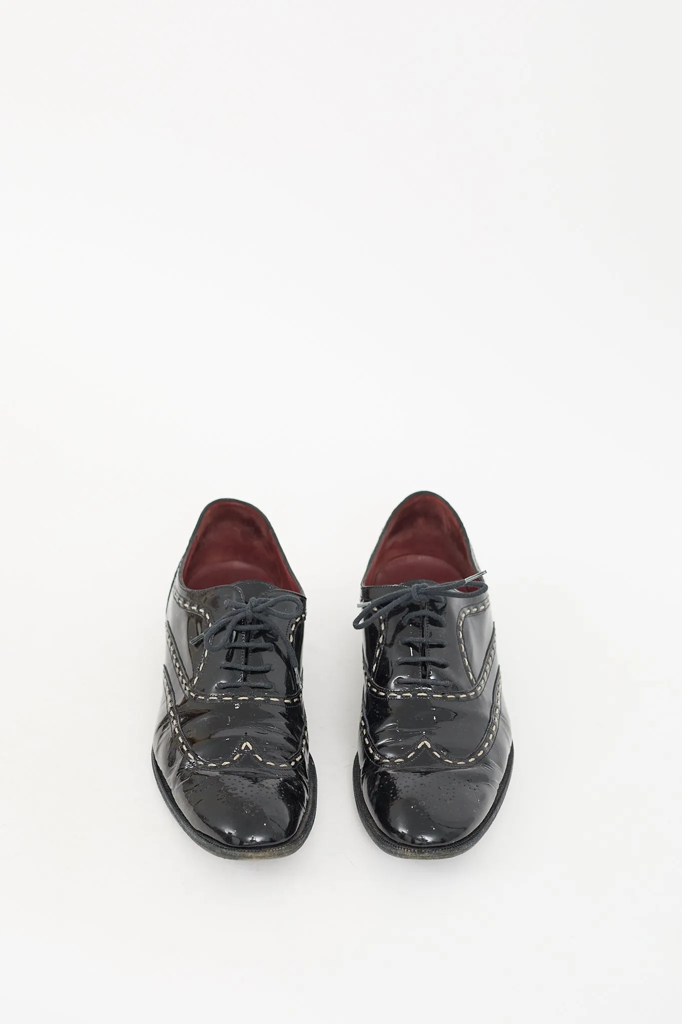 Black Patent Contrast Stitch Oxford