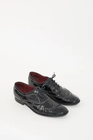 Black Patent Contrast Stitch Oxford