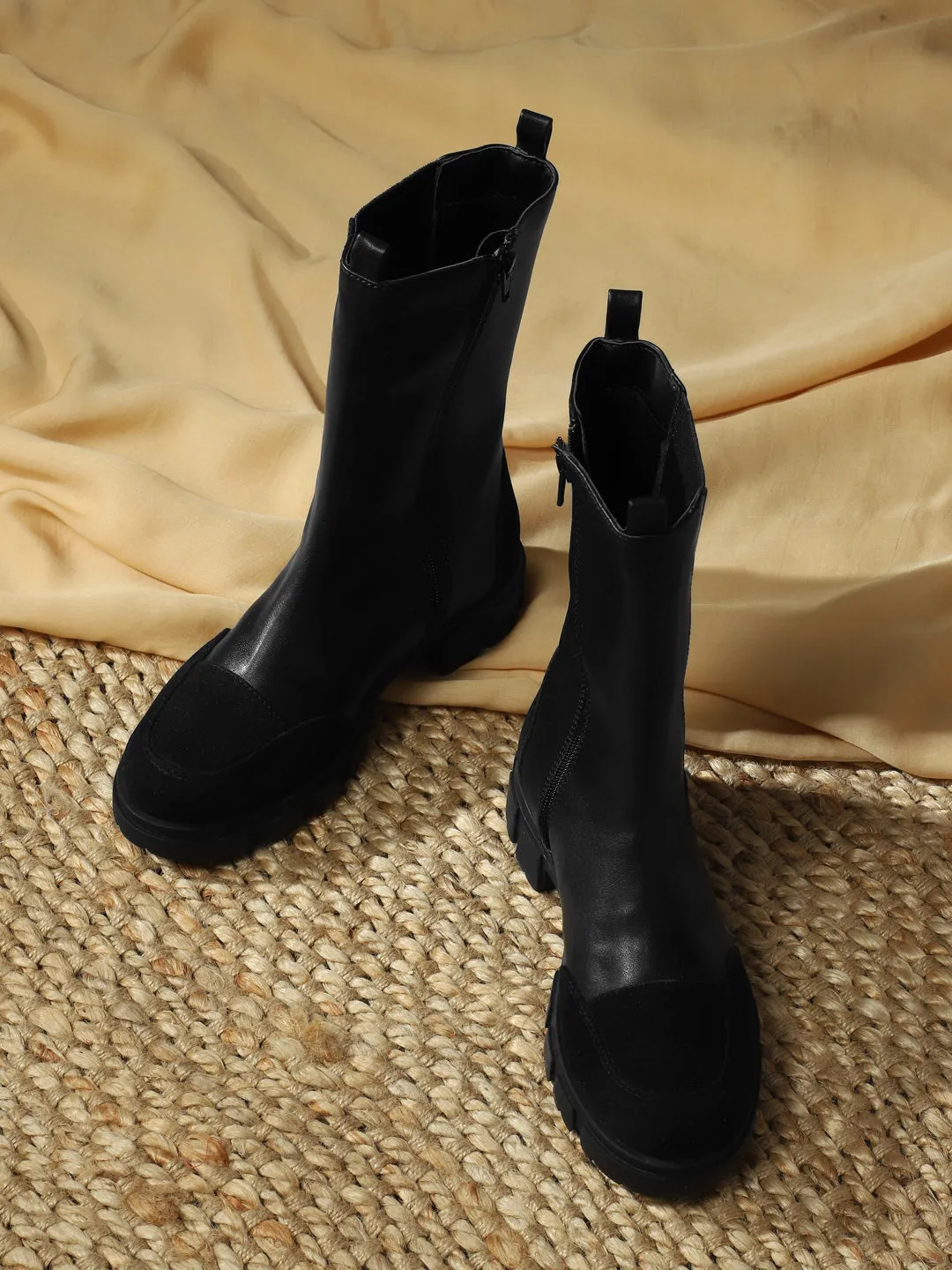 Black PU Kitten Ankle Boots (TC-ST-1313-BLKPU)