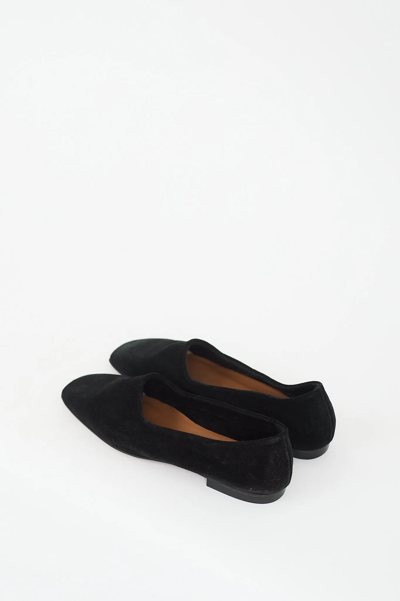 Black Suede Andrano Square Toe Flat