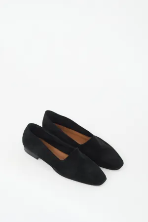 Black Suede Andrano Square Toe Flat