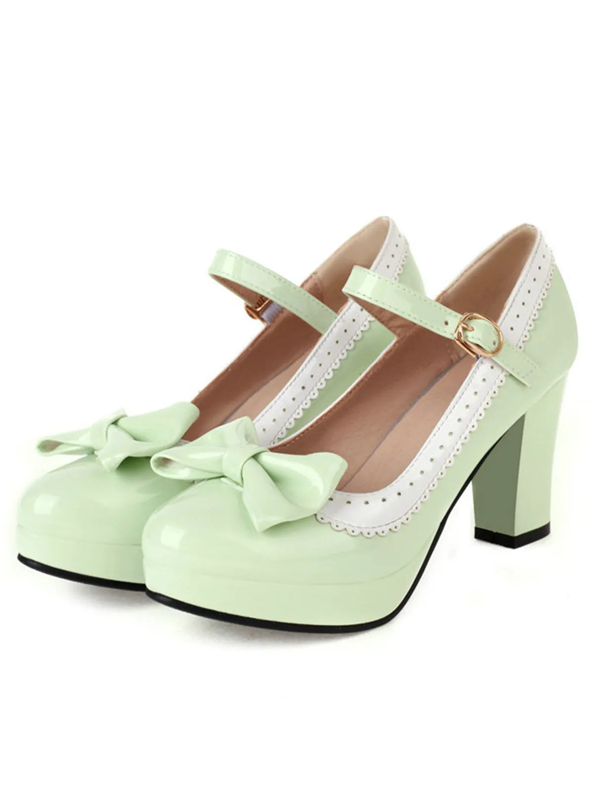 Bowknot Chunky Heels Mary Jane Shoes