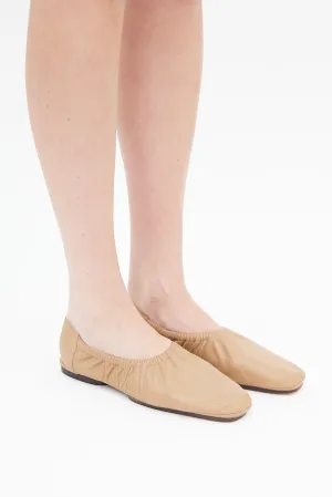 Brown Leather Travel Ballerina Flat