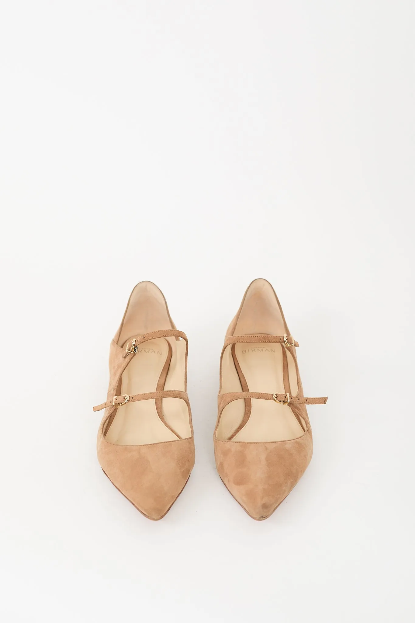 Brown Suede Double Buckle Flat