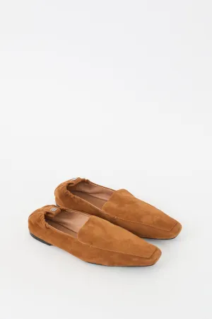 Brown Suede Square Toe Flat