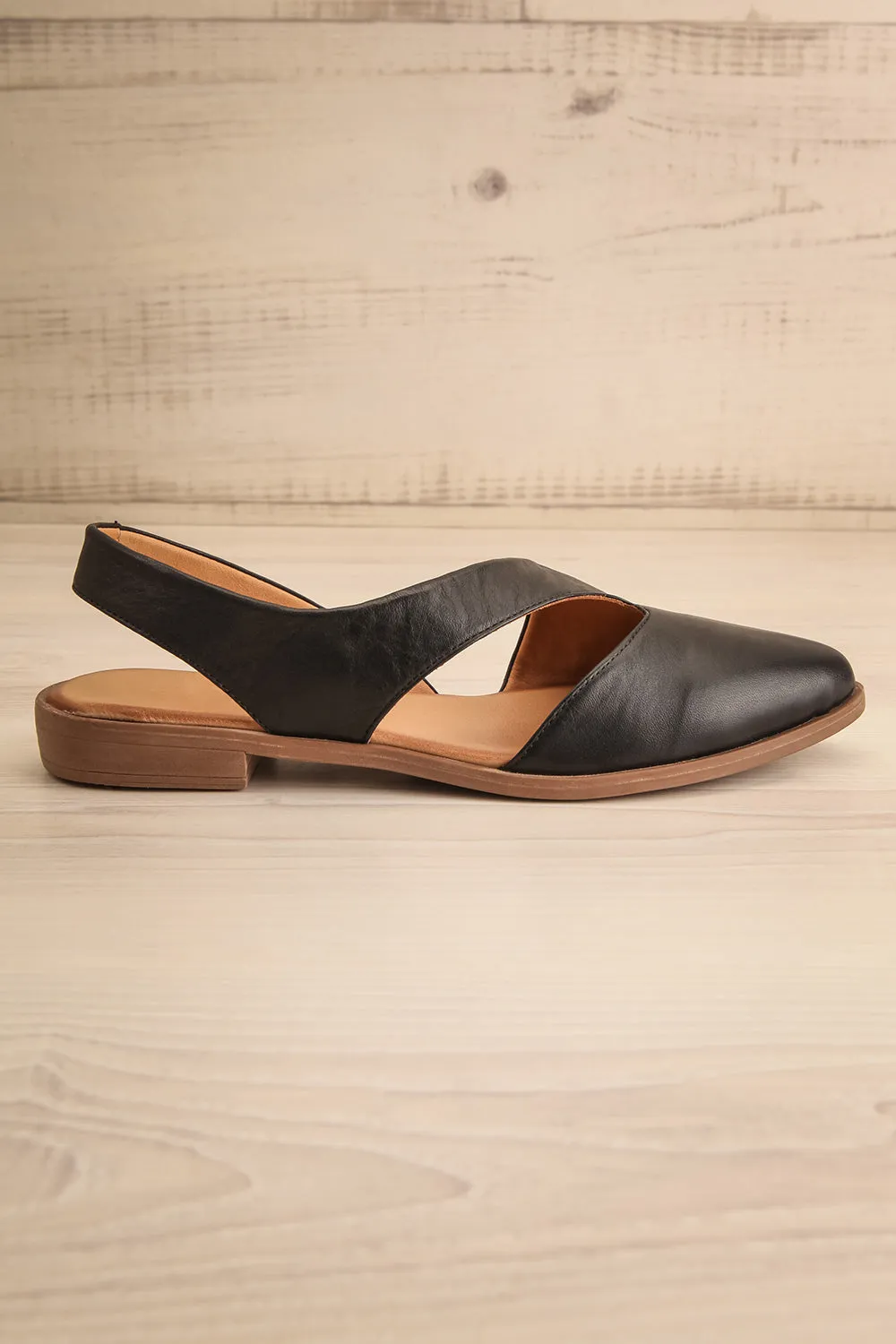 Bruca Black | Pointed Toe Asymmetrical Flats