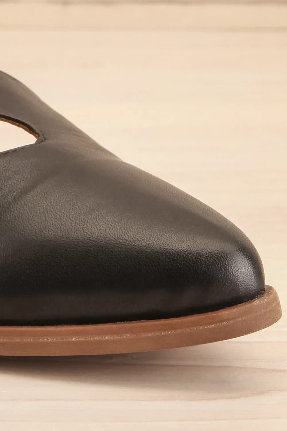 Bruca Black | Pointed Toe Asymmetrical Flats