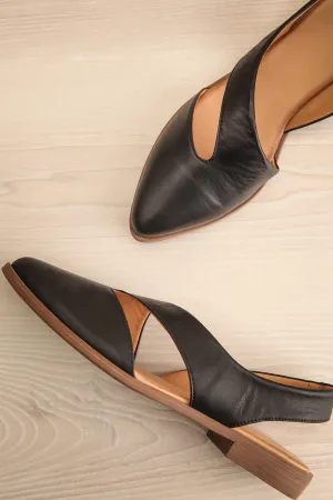 Bruca Black | Pointed Toe Asymmetrical Flats