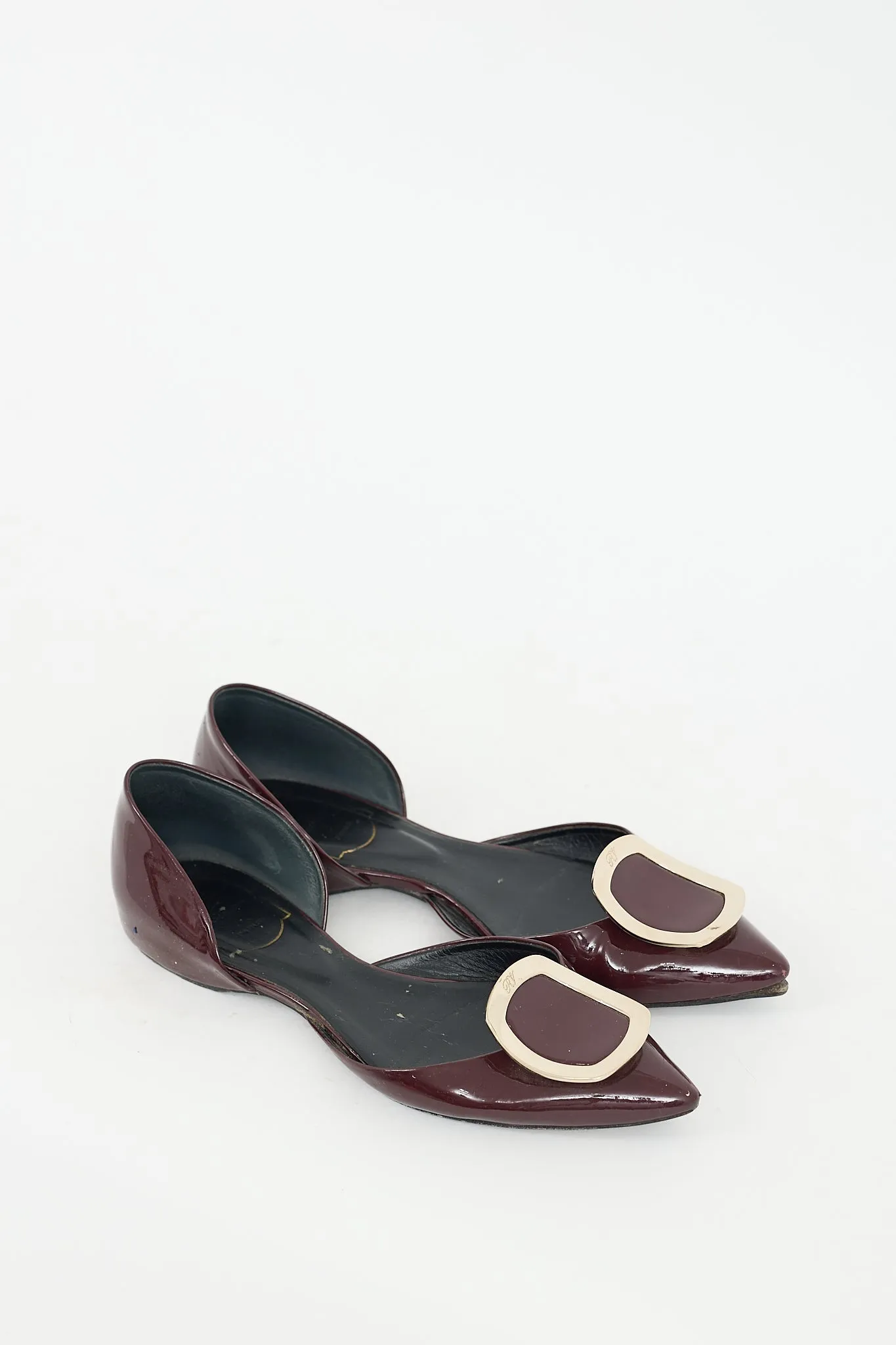 Burgundy Patent Leather D'orsay Flat